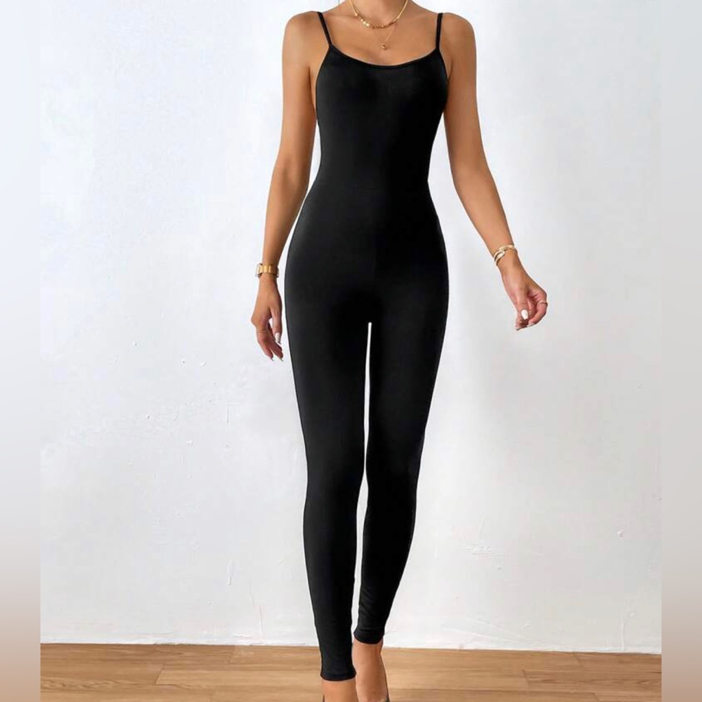 Solid Black Unitard (Long)